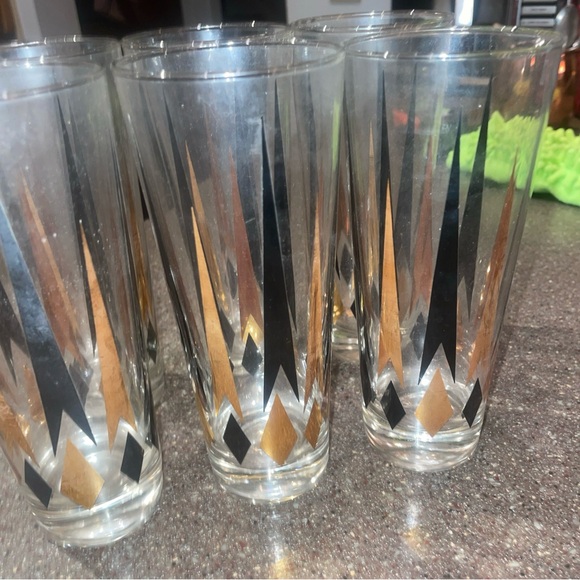 Mcm Diamond Gold and Black 6 Tall Glass Set - Picture 3 of 5
